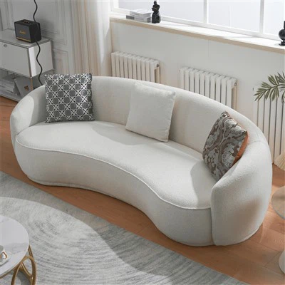 โซฟาเข้ามุมลินินสีขาว